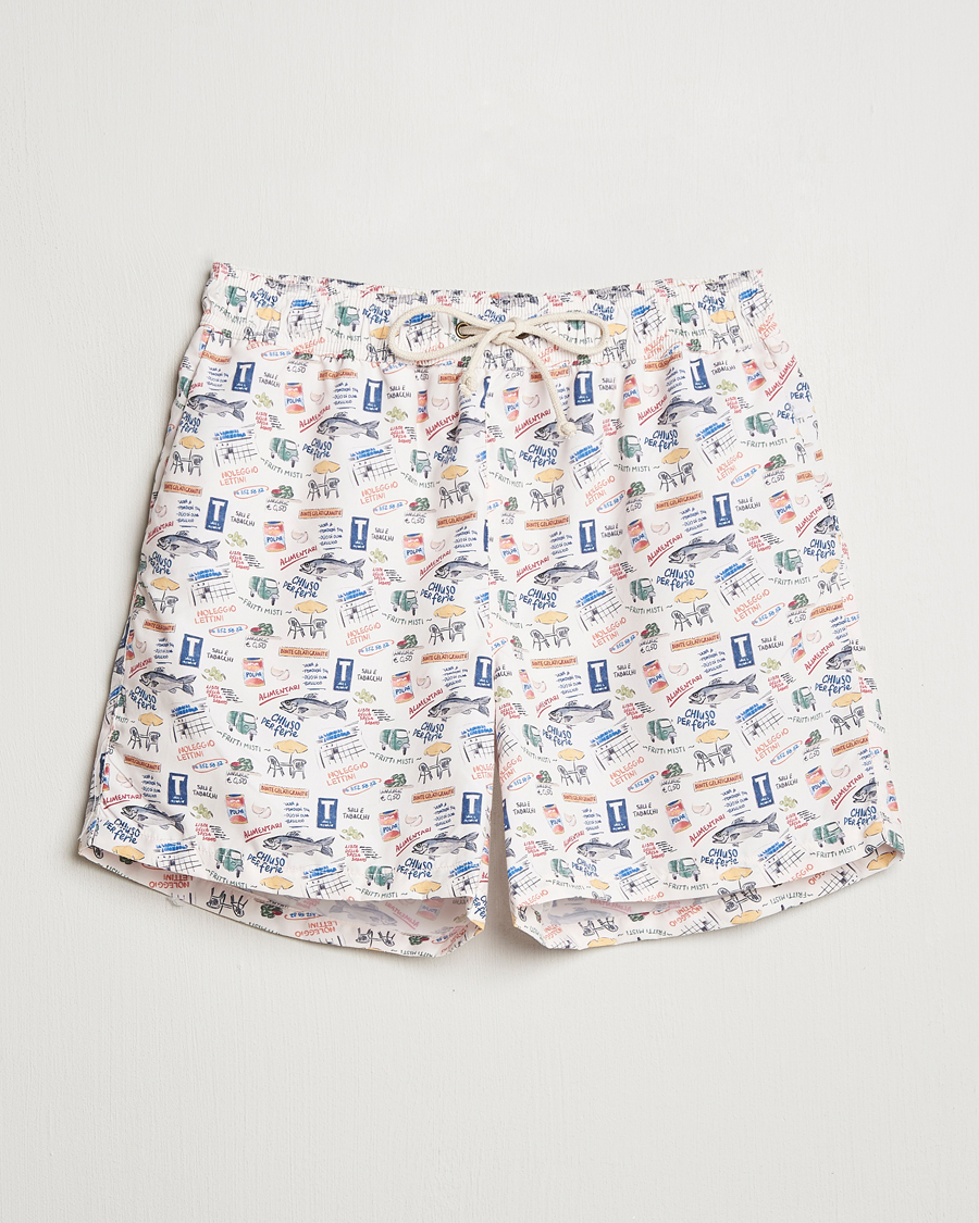 Herre | Badeshorts | Ripa Ripa | Printed Swimshorts Off White