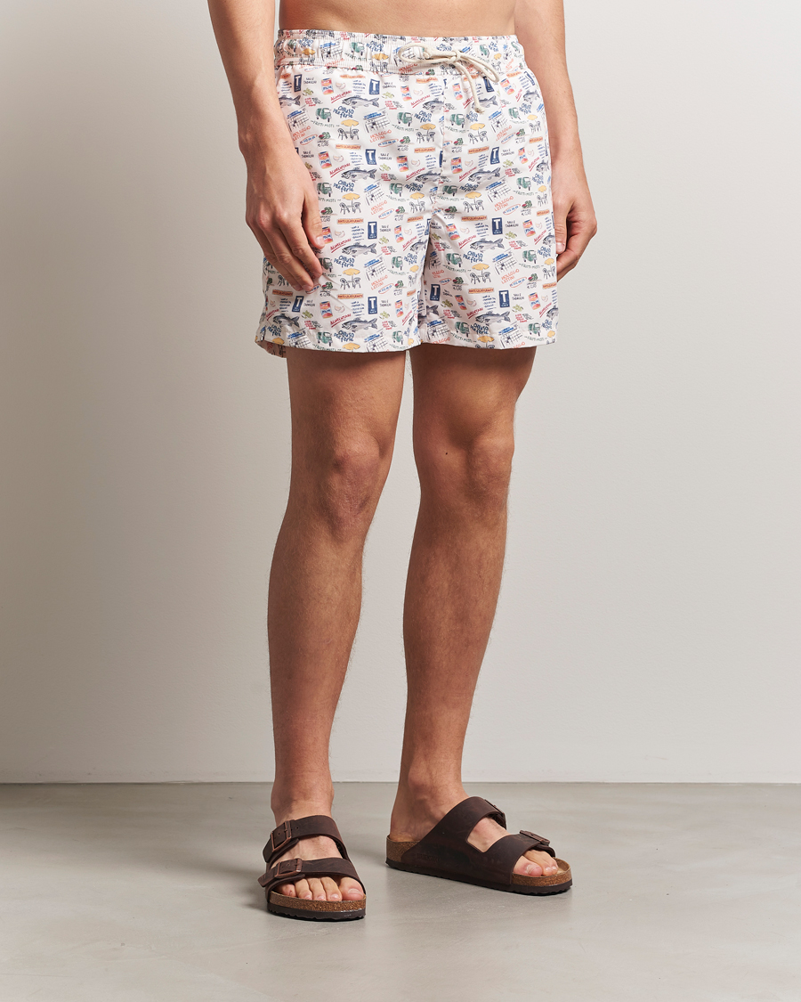 Herre | Badeshorts | Ripa Ripa | Printed Swimshorts Off White