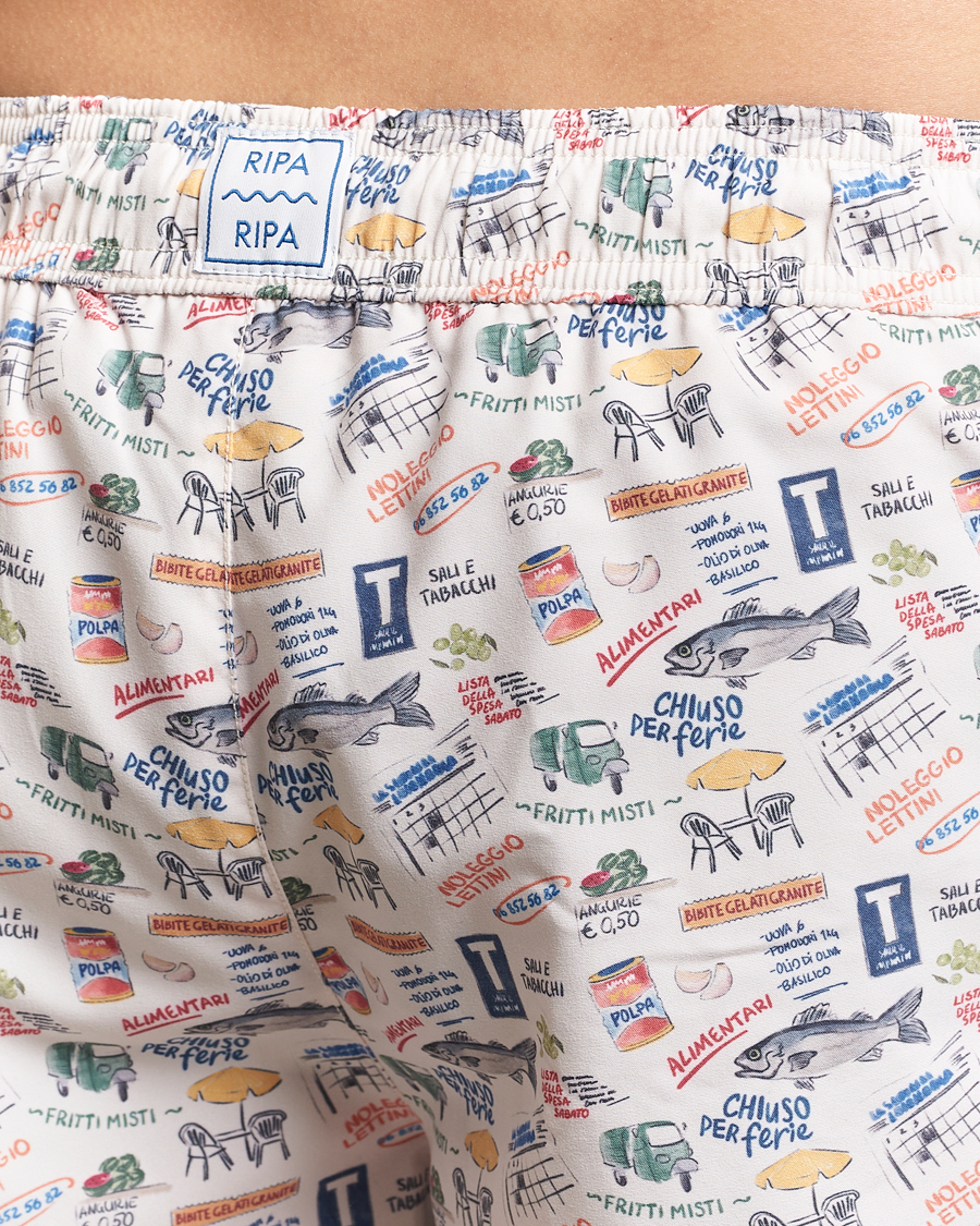 Herre | Badeshorts | Ripa Ripa | Printed Swimshorts Off White