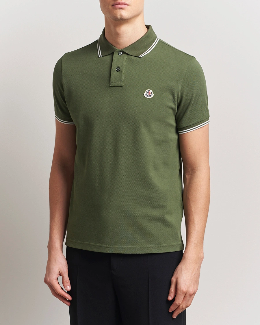 Herre | Pikéer | Moncler | Contrast Rib Polo Dark Green