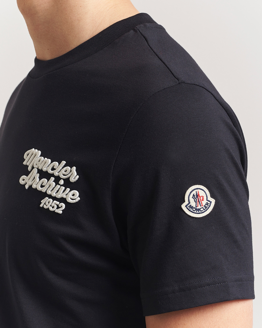 Herre | T-Shirts | Moncler | Embroidered Logo T-Shirt Navy