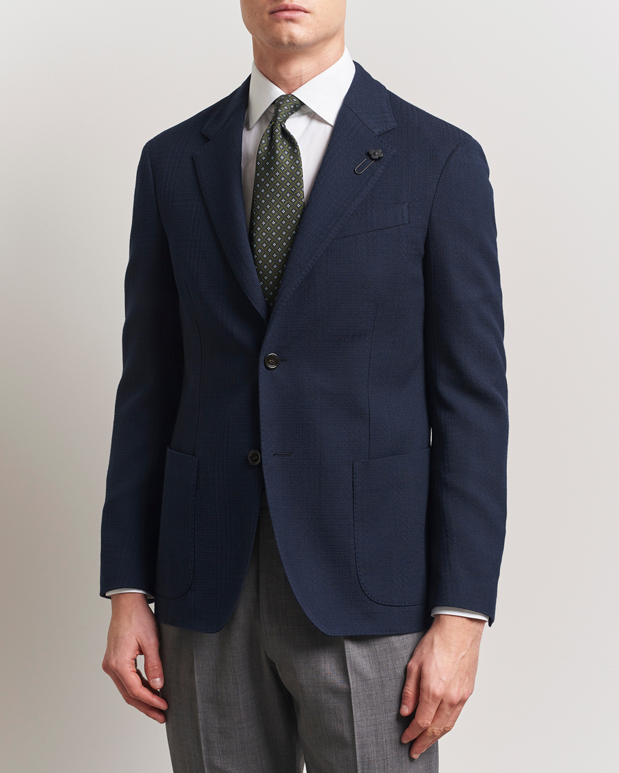 Herre | Dressjakker | Lardini | Wool/Cotton Structured Blazer Navy