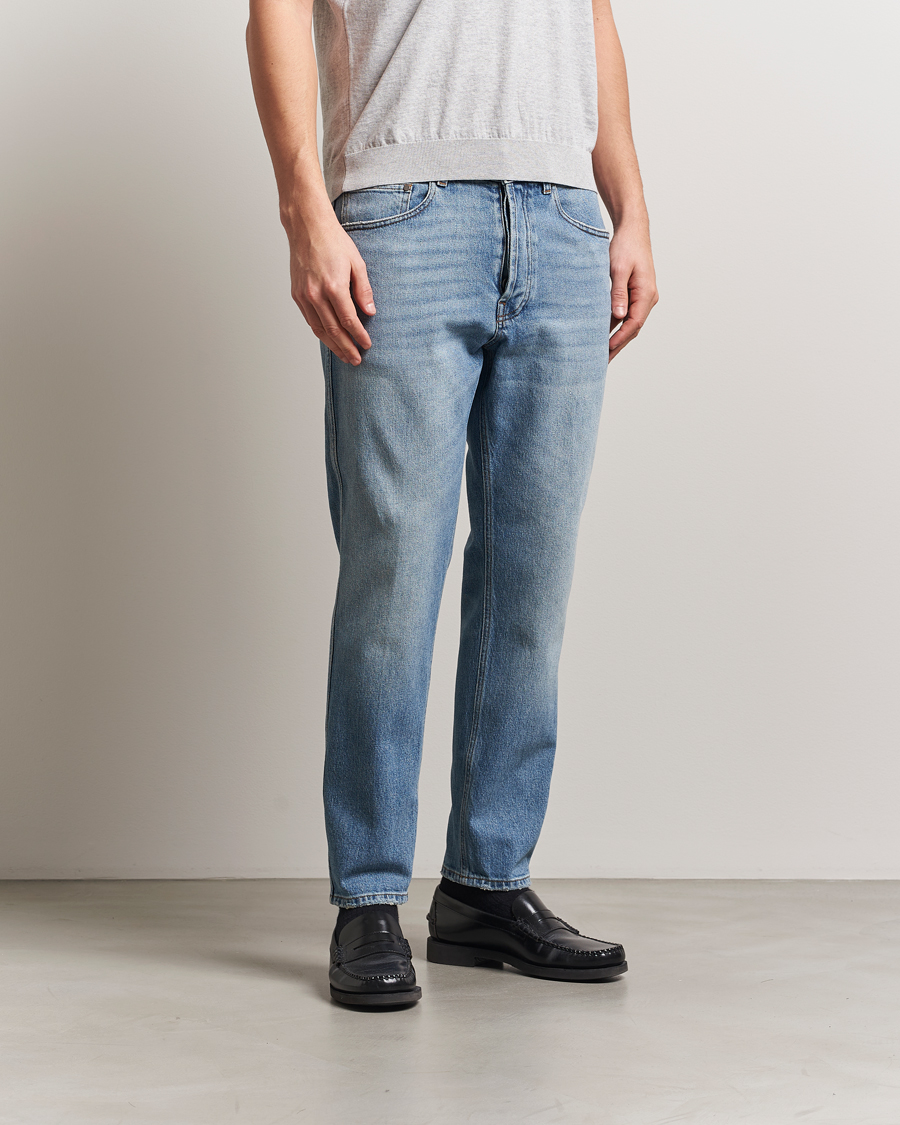Herre | Jeans | Lardini | Tapered Washed Jeans Blue