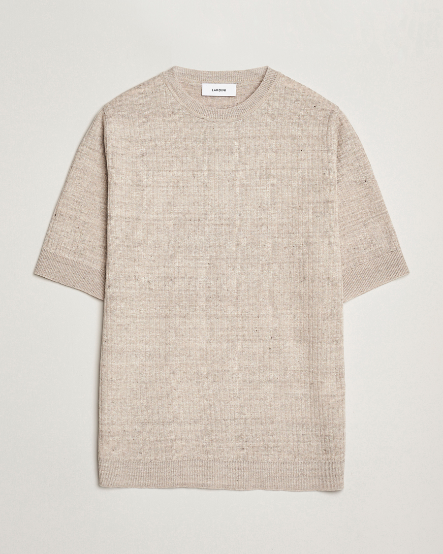 Herre | T-Shirts | Lardini | Knitted Linen/Cotton T-Shirt Beige