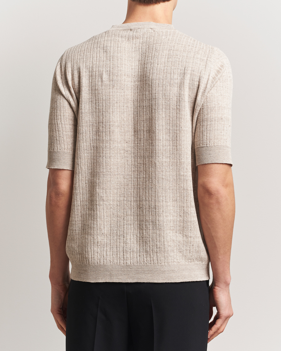 Herre | T-Shirts | Lardini | Knitted Linen/Cotton T-Shirt Beige