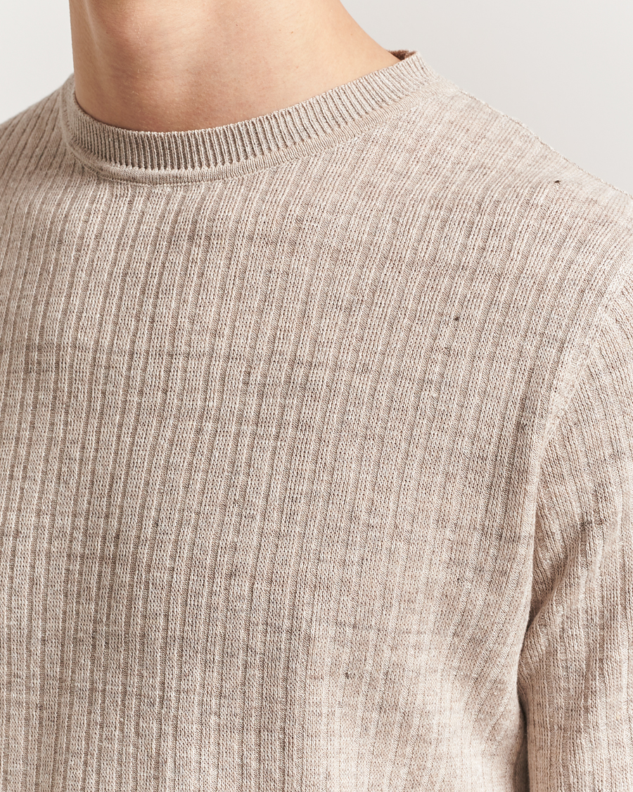 Herre | T-Shirts | Lardini | Knitted Linen/Cotton T-Shirt Beige