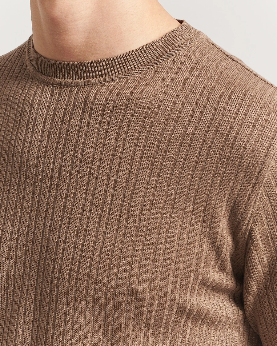 Herre | T-Shirts | Lardini | Knitted Linen/Cotton T-Shirt Light Brown