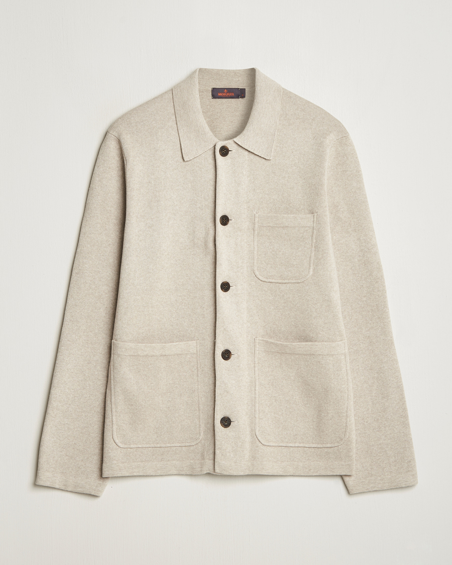 Herre | Skjorter | Morris | Jake Knitted Shirt Jacket Beige