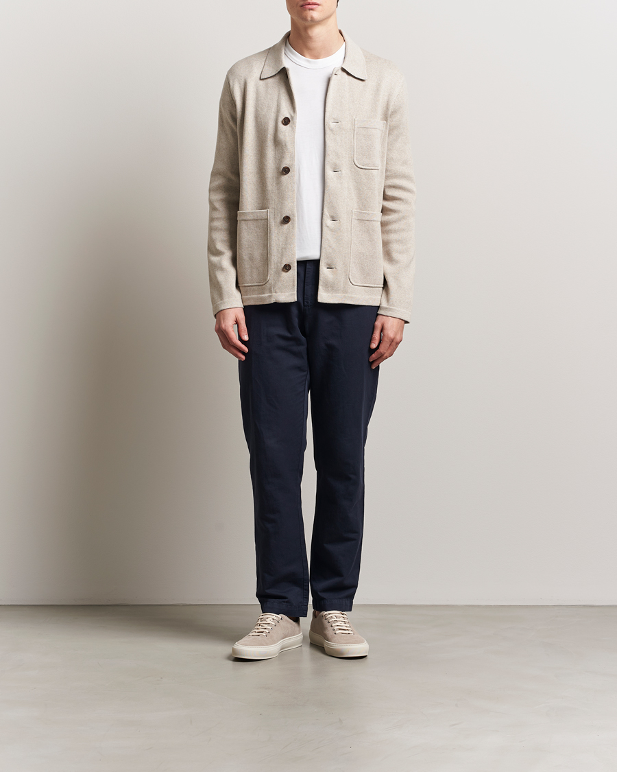Herre | Skjorter | Morris | Jake Knitted Shirt Jacket Beige