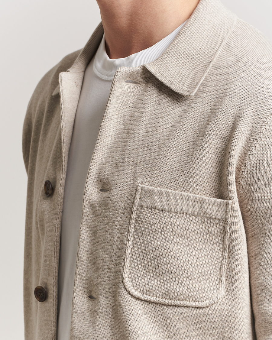 Herre | Skjorter | Morris | Jake Knitted Shirt Jacket Beige