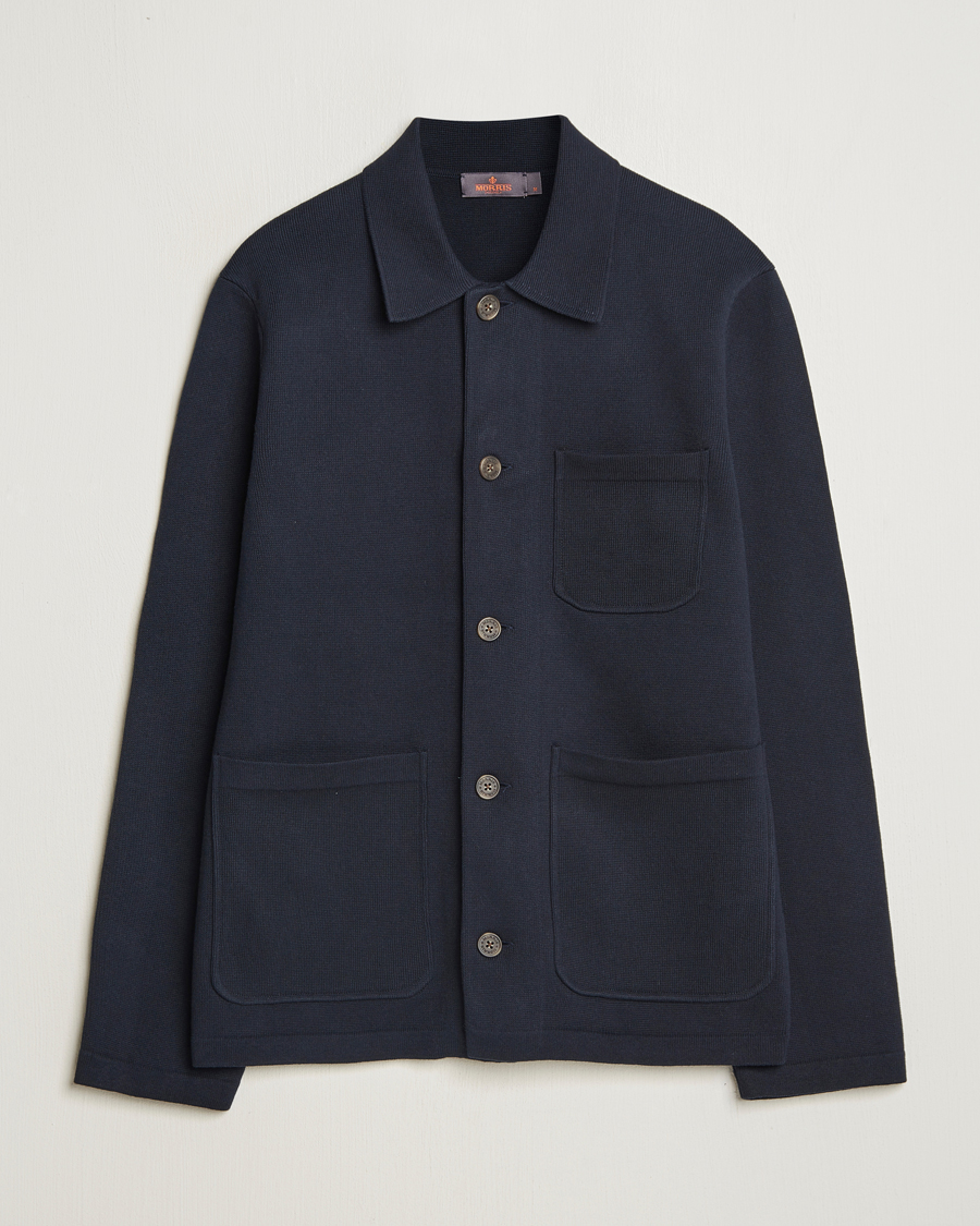 Herre | Skjorter | Morris | Jake Knitted Shirt Jacket Navy