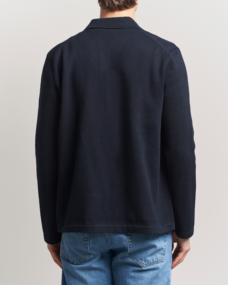 Herre | Skjorter | Morris | Jake Knitted Shirt Jacket Navy