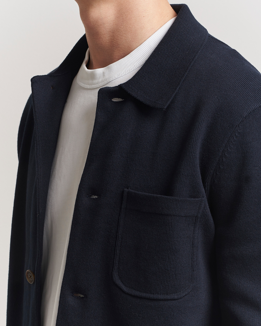 Herre | Skjorter | Morris | Jake Knitted Shirt Jacket Navy