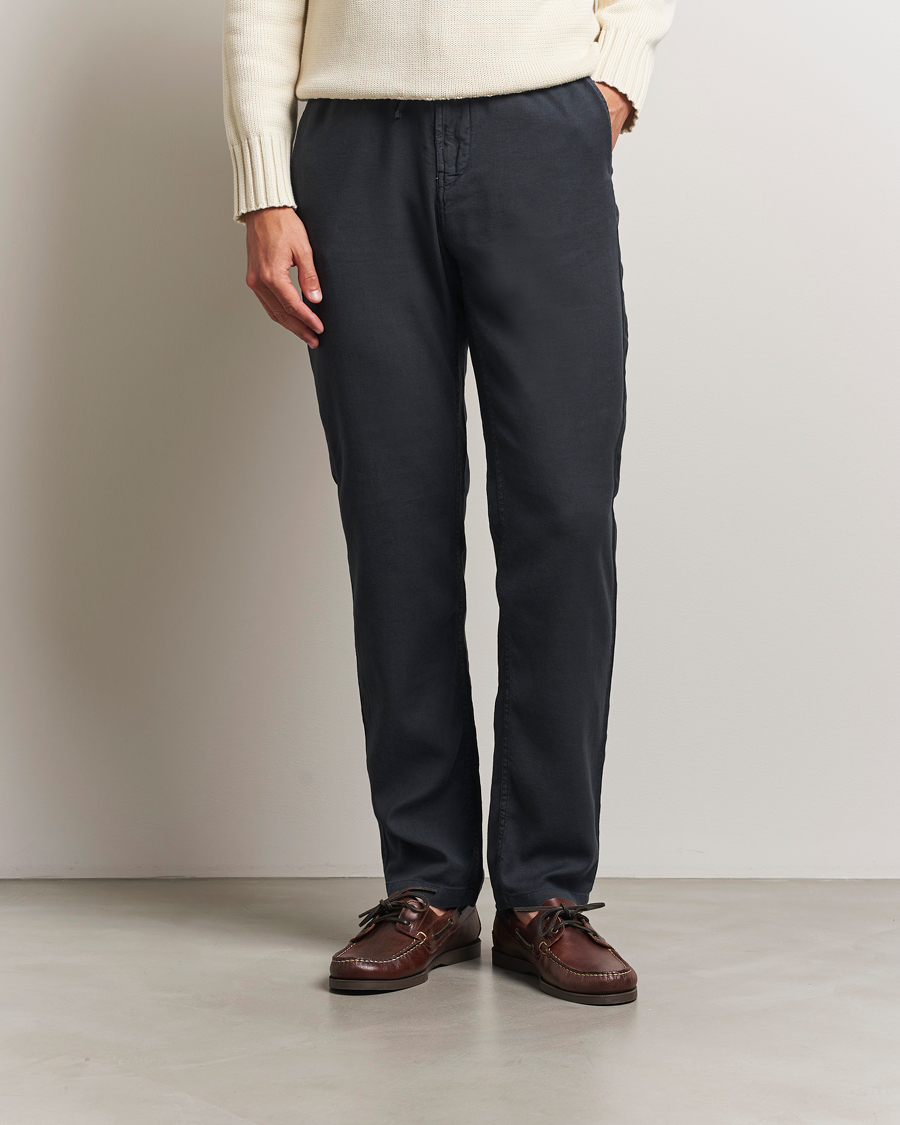 Herre | Bukser | Morris | Fenix Linen/Cotton Trousers Blue