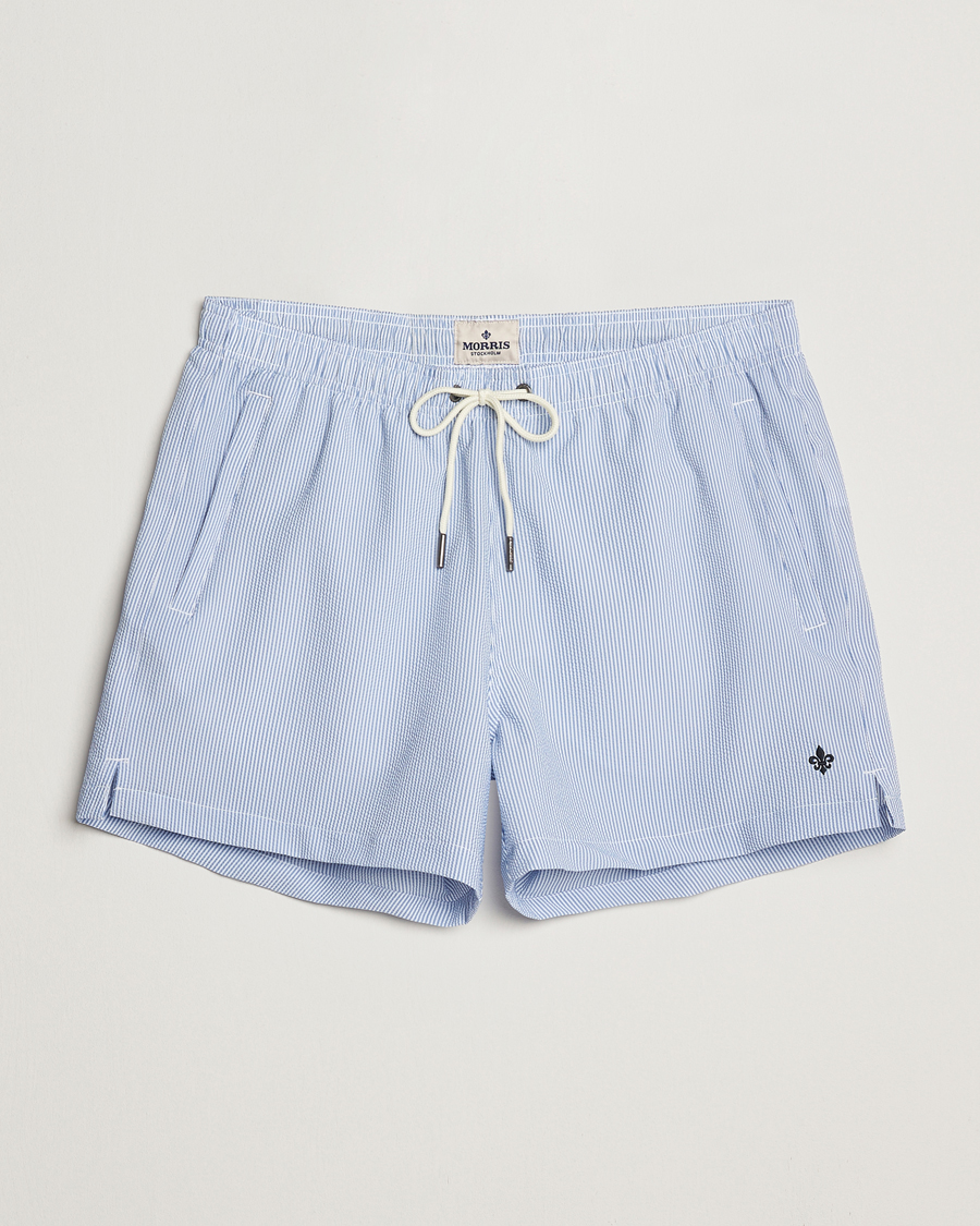 Herre | Badeshorts | Morris | Seersucker Bathing Trunks Light Blue