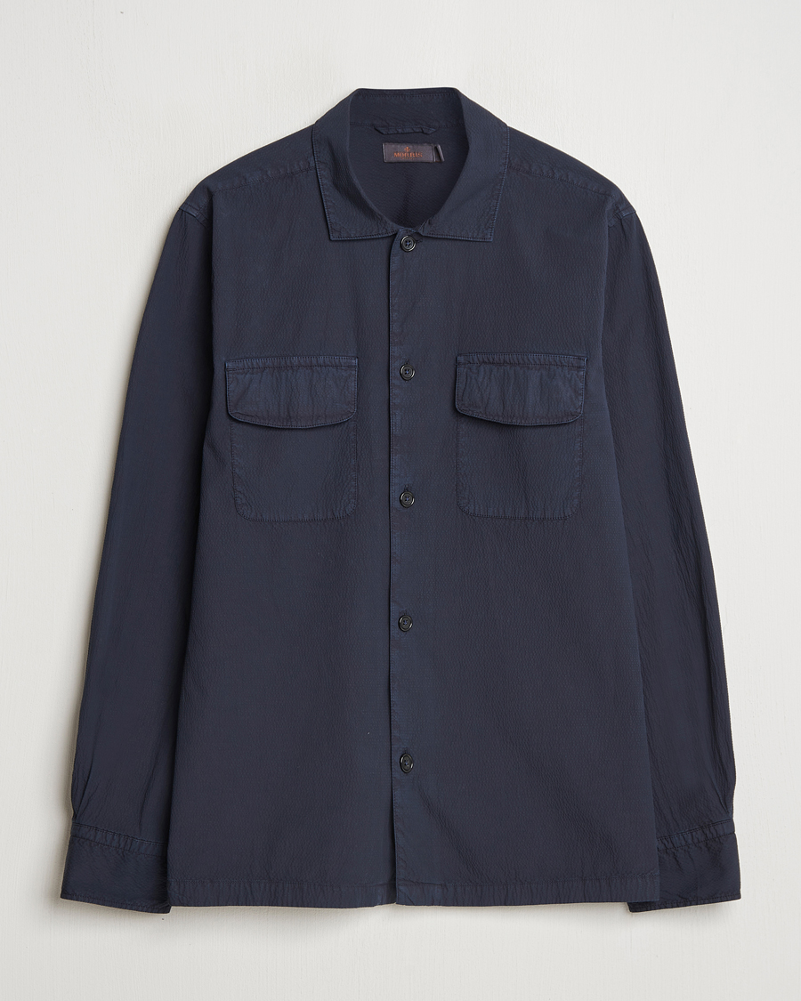Herre | Skjorter | Morris | Seersucker Overshirt Blue