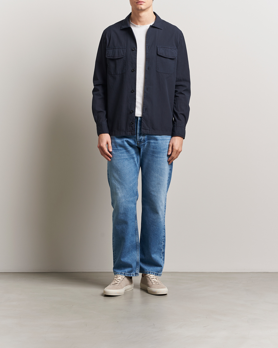 Herre | Skjorter | Morris | Seersucker Overshirt Blue