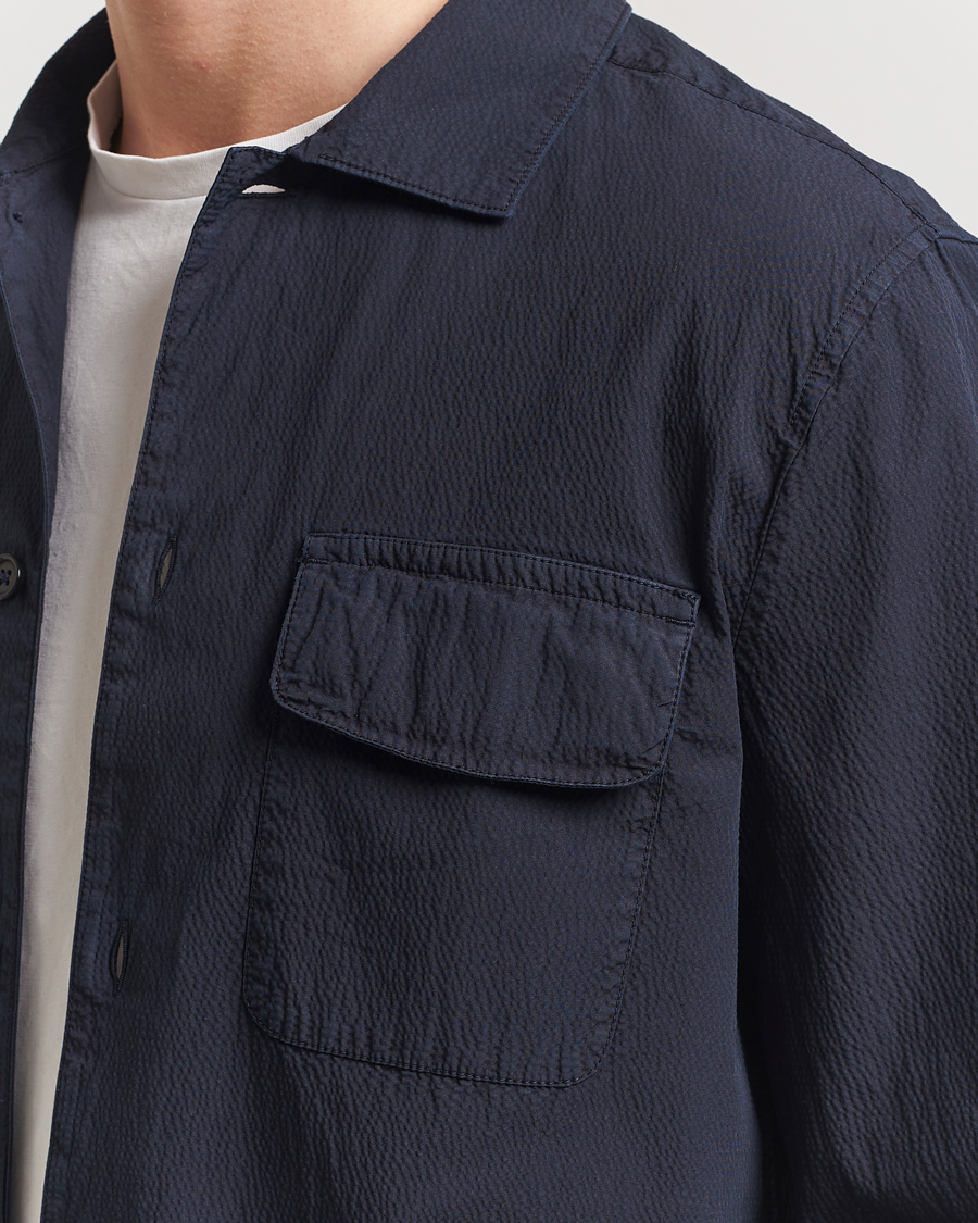Herre | Skjorter | Morris | Seersucker Overshirt Blue