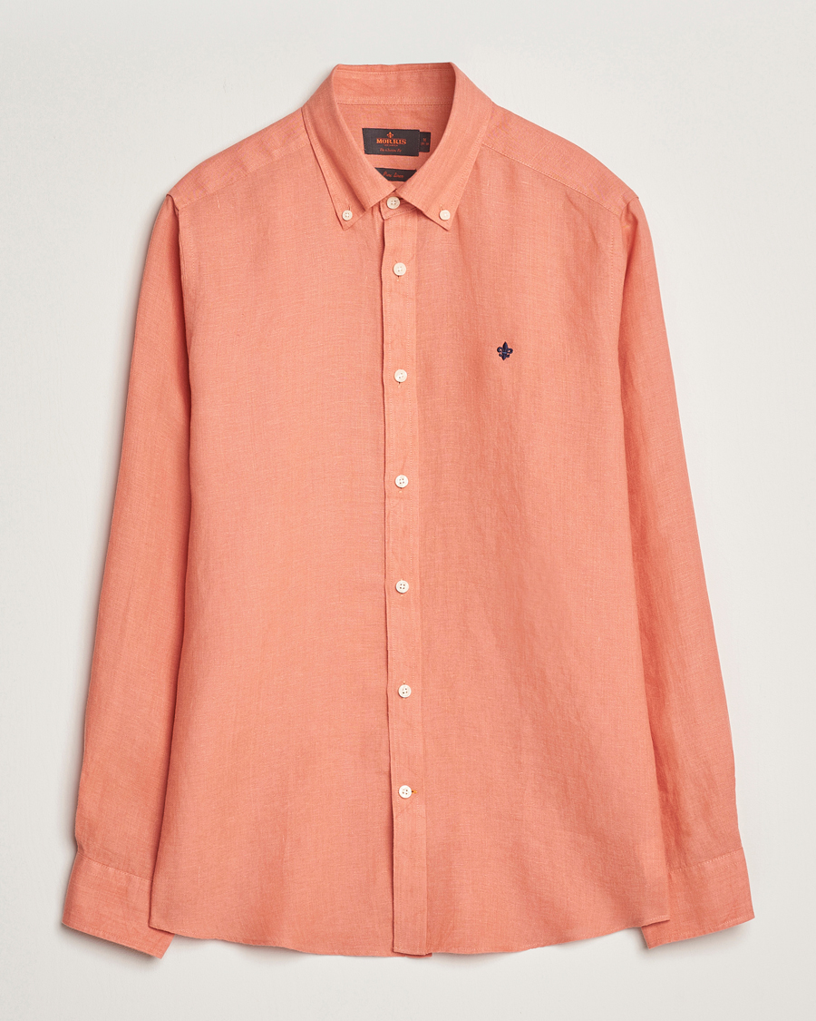 Herre | Skjorter | Morris | Douglas Linen Button Down Shirt Burnt Orange