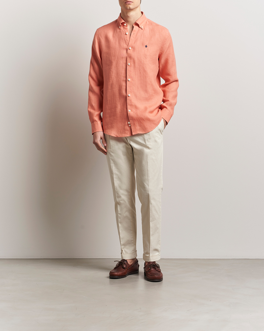 Herre | Skjorter | Morris | Douglas Linen Button Down Shirt Burnt Orange