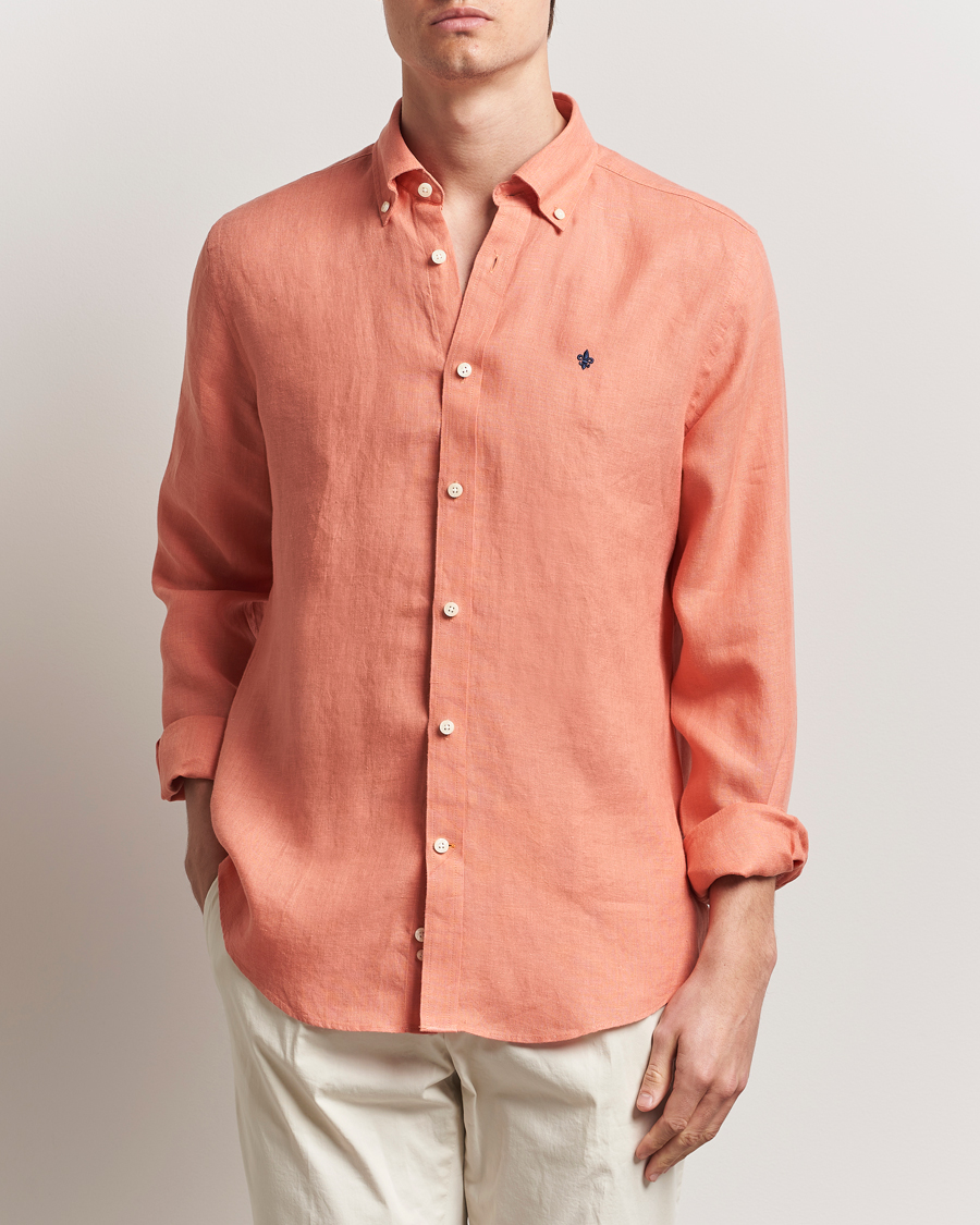 Herre | Skjorter | Morris | Douglas Linen Button Down Shirt Burnt Orange