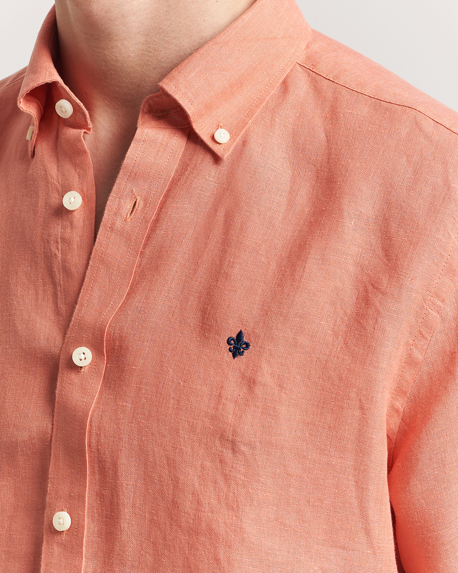 Herre | Skjorter | Morris | Douglas Linen Button Down Shirt Burnt Orange