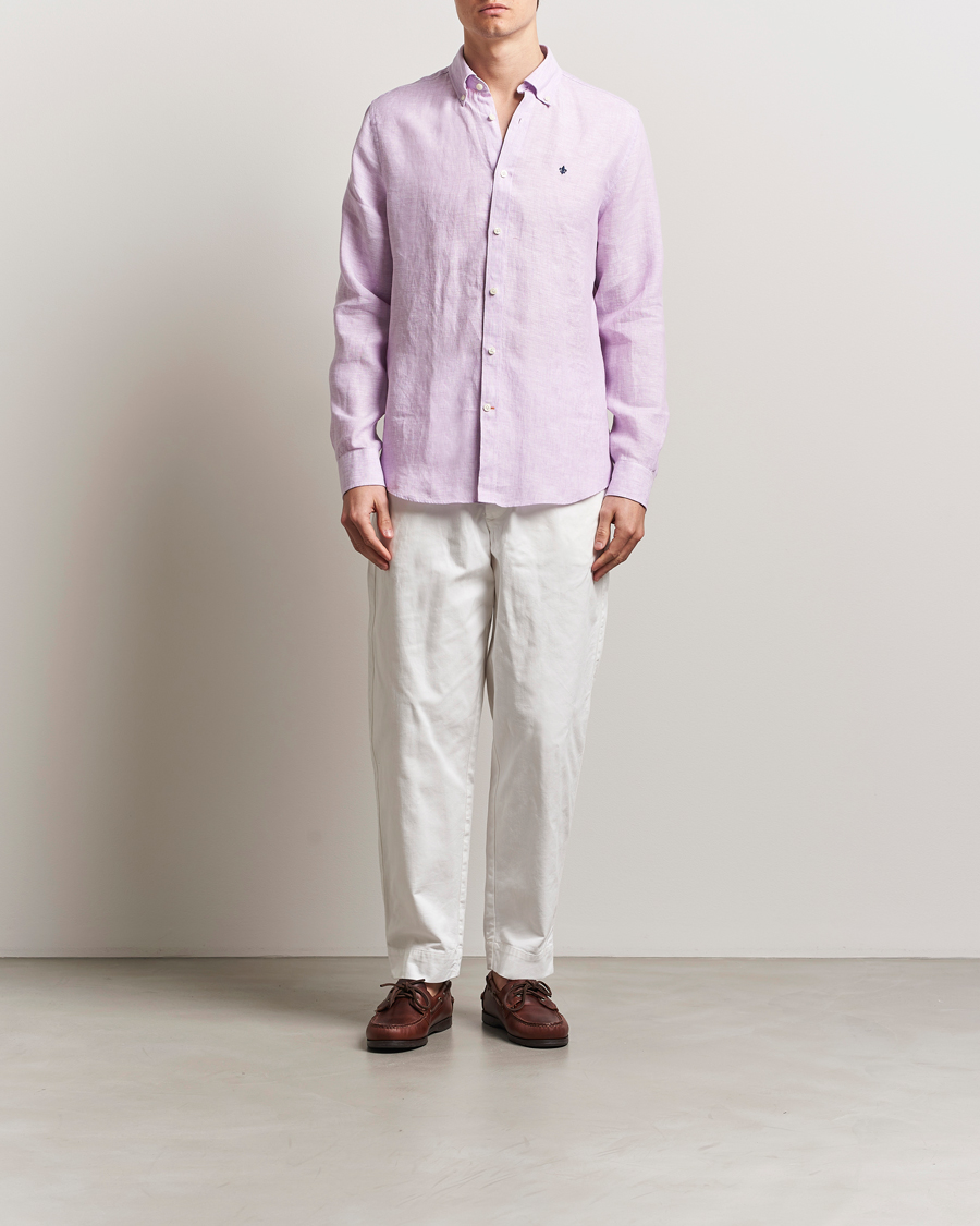 Herre | Skjorter | Morris | Douglas Linen Button Down Shirt Purple