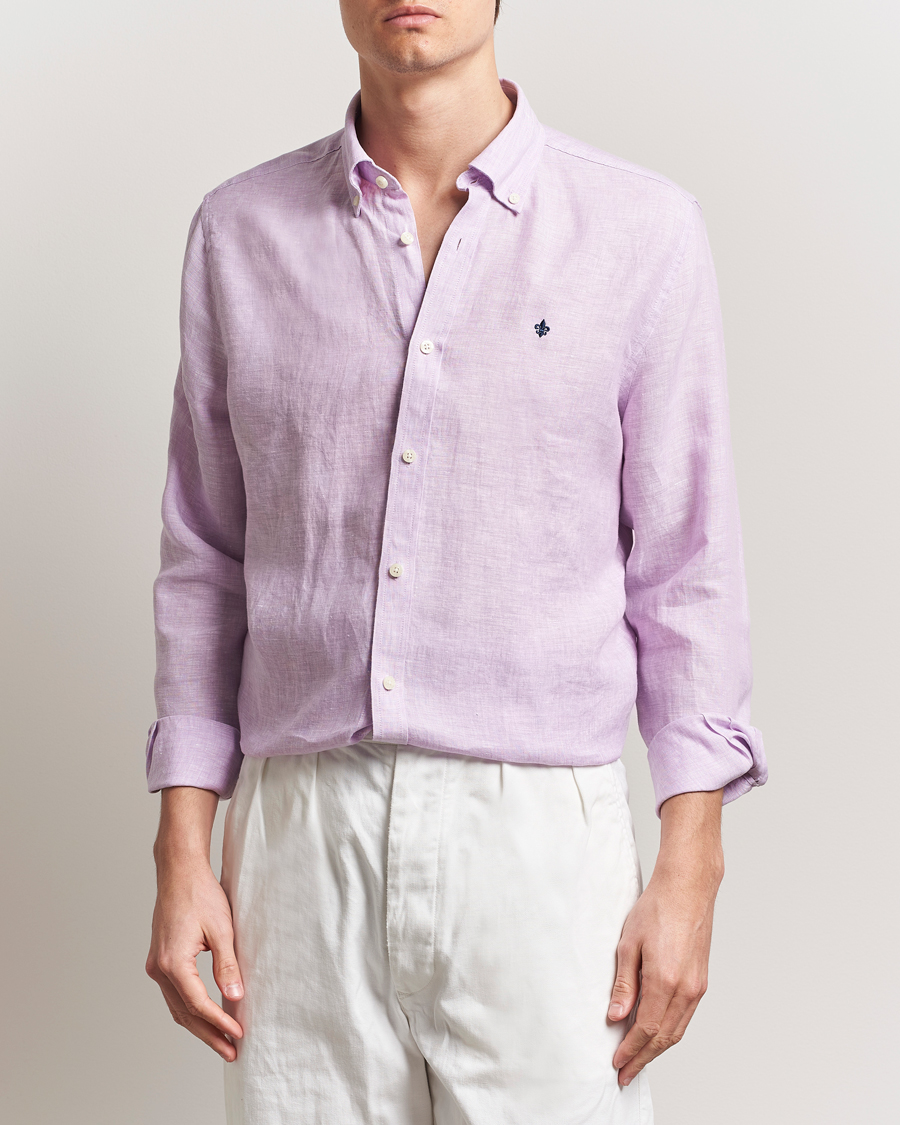 Herre | Skjorter | Morris | Douglas Linen Button Down Shirt Purple