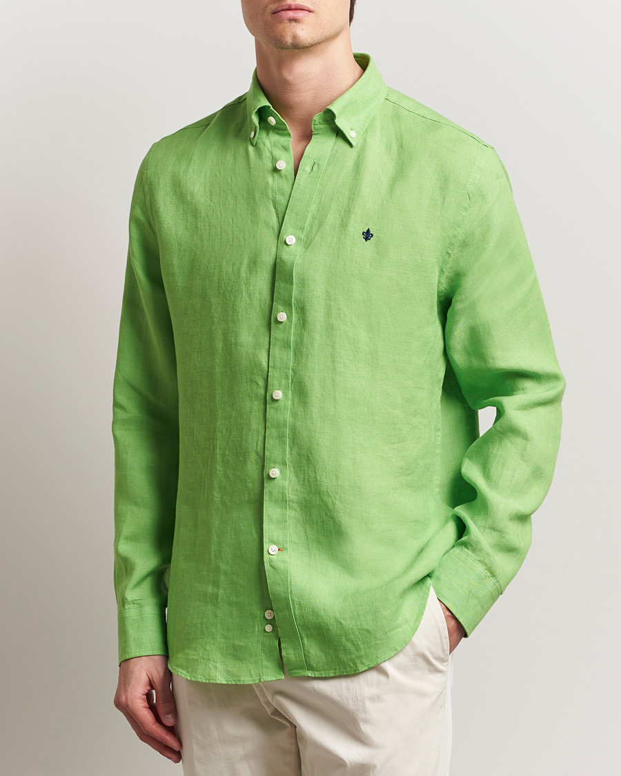 Herre | Skjorter | Morris | Douglas Linen Button Down Shirt Green