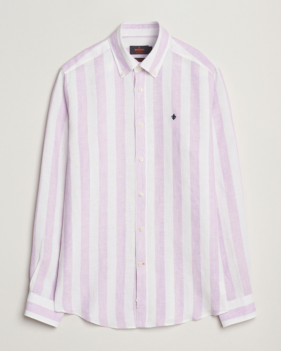 Herre | Skjorter | Morris | Douglas Striped Linen Shirt Purple