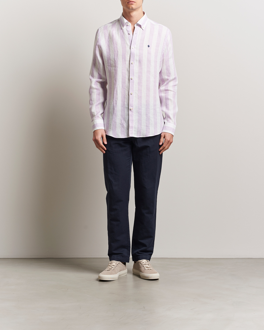 Herre | Skjorter | Morris | Douglas Striped Linen Shirt Purple