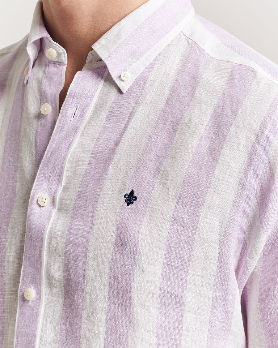 Herre | Skjorter | Morris | Douglas Striped Linen Shirt Purple