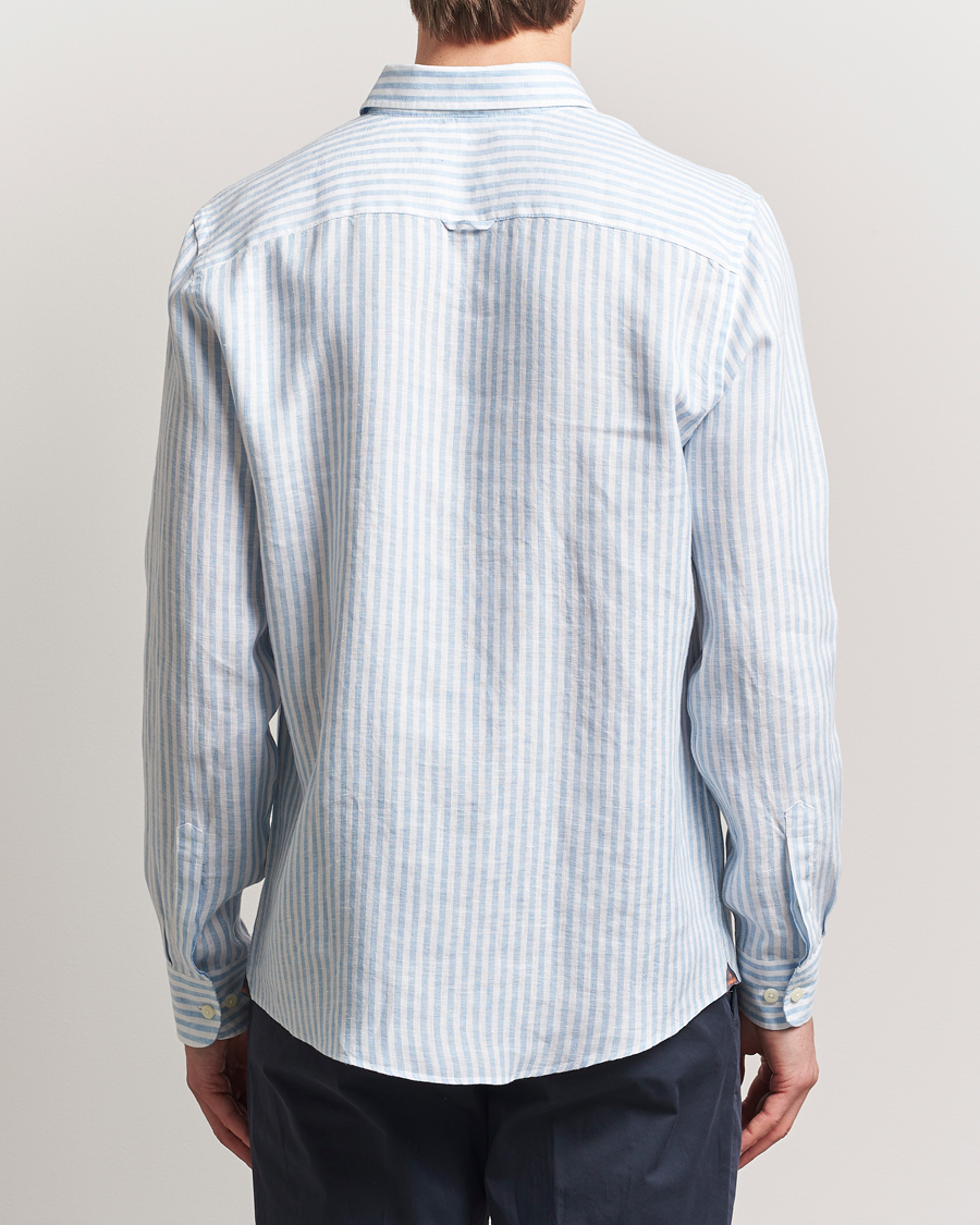 Herre | Skjorter | Morris | Douglas Striped Linen Shirt Light Blue