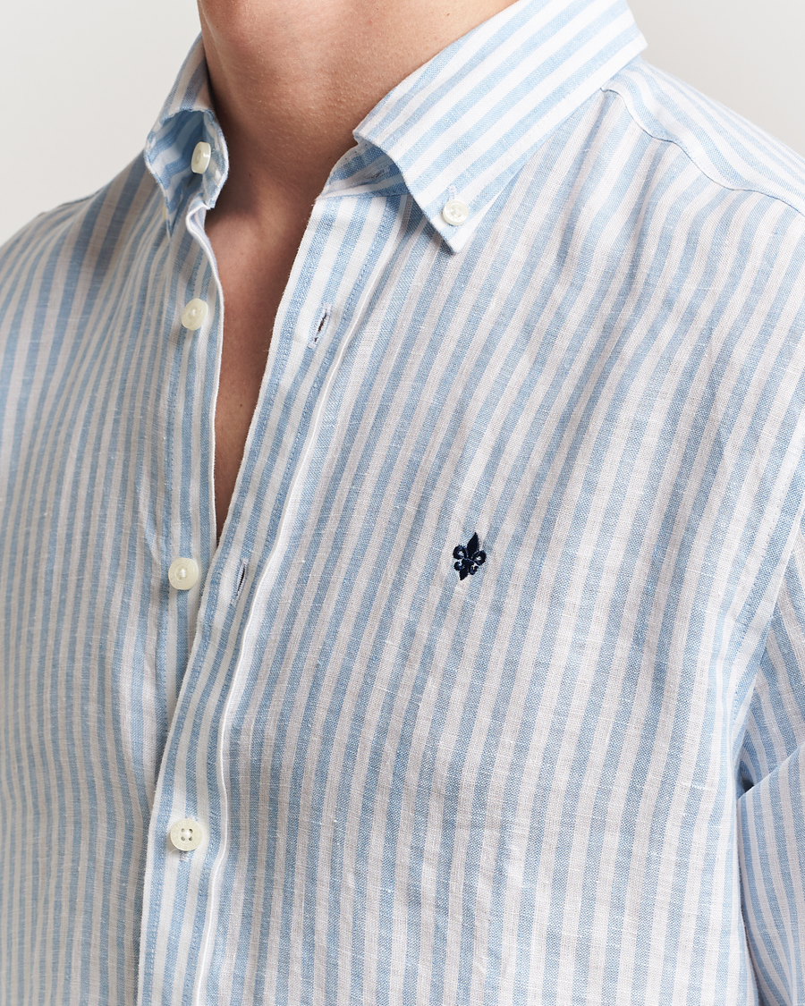 Herre | Skjorter | Morris | Douglas Striped Linen Shirt Light Blue