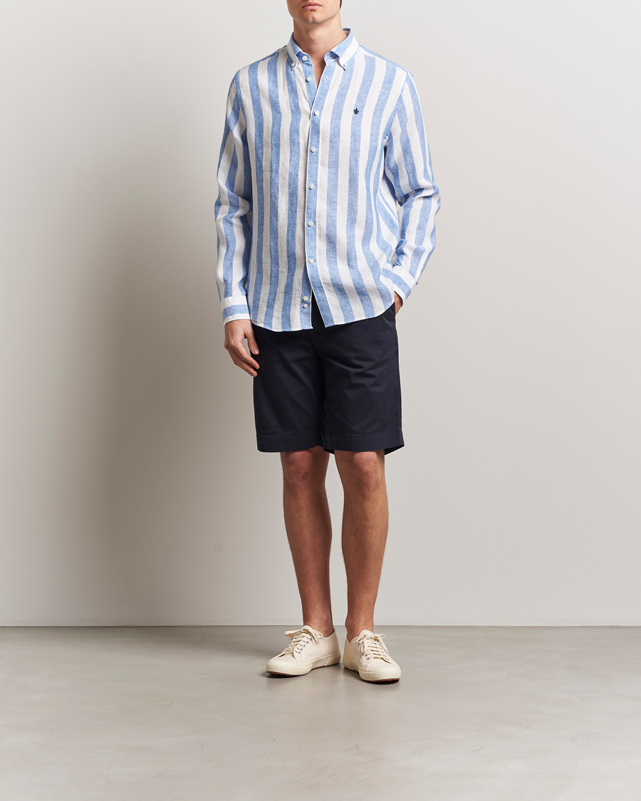 Herre | Skjorter | Morris | Douglas Striped Linen Shirt Blue