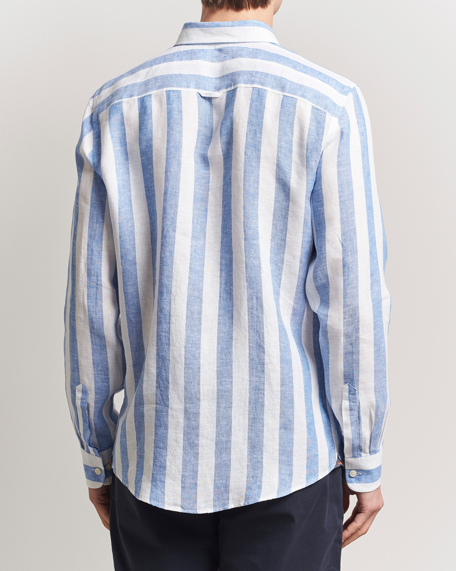 Herre | Skjorter | Morris | Douglas Striped Linen Shirt Blue