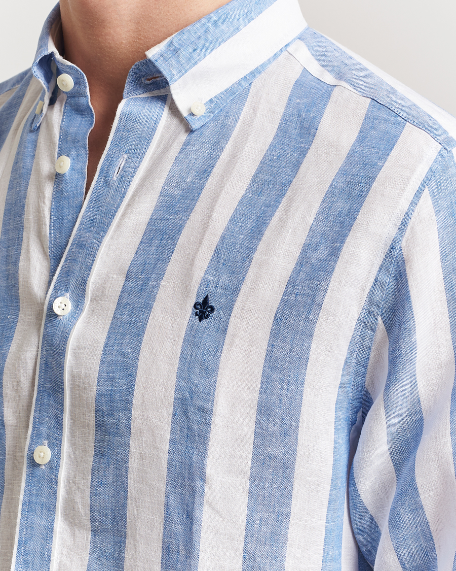 Herre | Skjorter | Morris | Douglas Striped Linen Shirt Blue