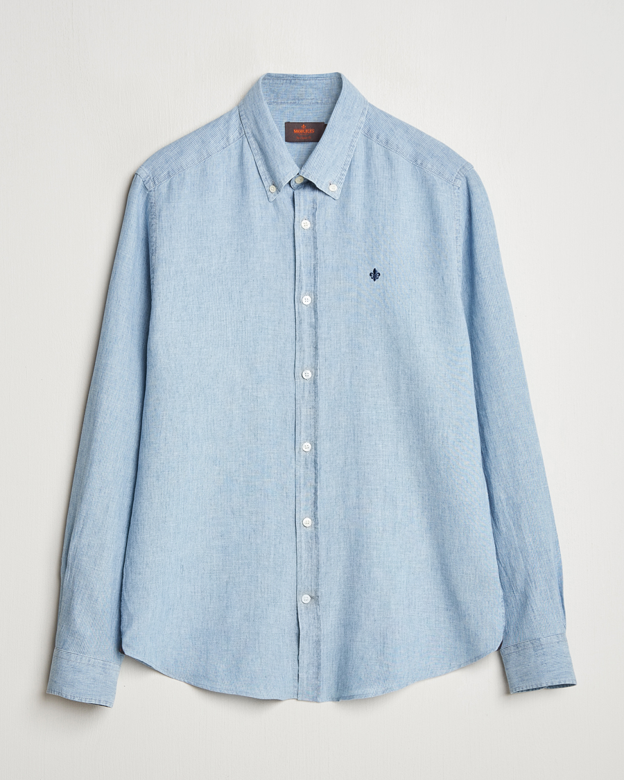 Herre | Skjorter | Morris | Linen Indigo Shirt Light Blue