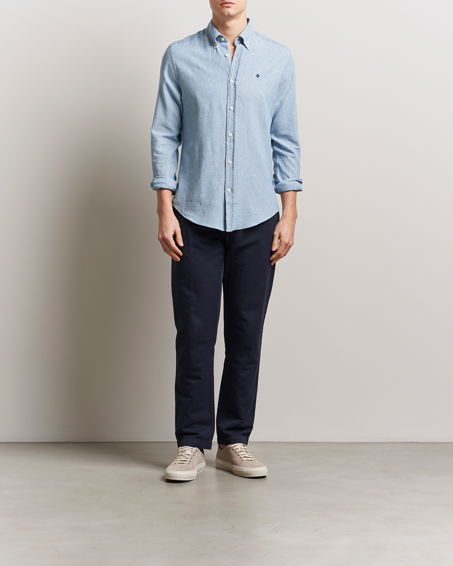 Herre | Skjorter | Morris | Linen Indigo Shirt Light Blue