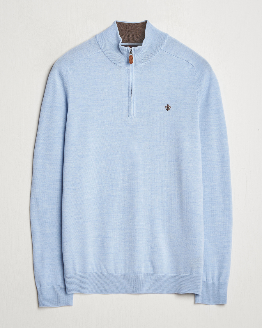 Herre | Gensere | Morris | John Merino Half Zip Light Blue