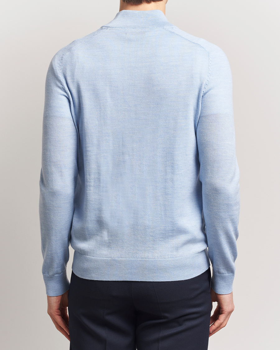 Herre | Gensere | Morris | John Merino Half Zip Light Blue