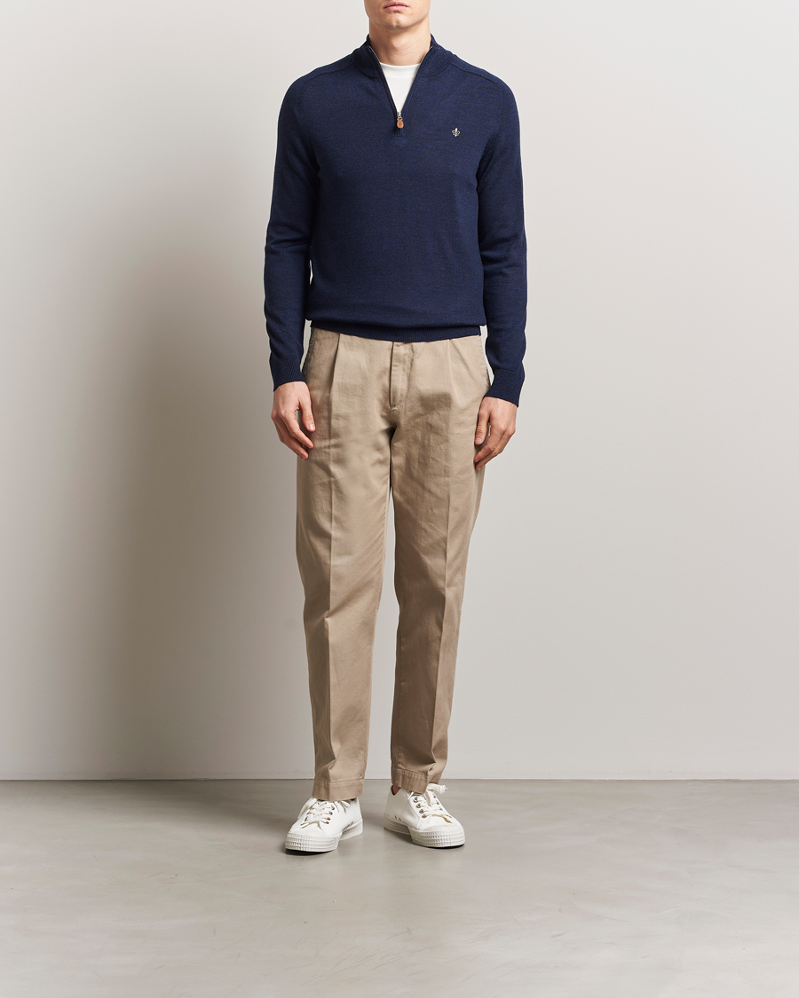 Herre | Gensere | Morris | John Merino Half Zip Dark Blue