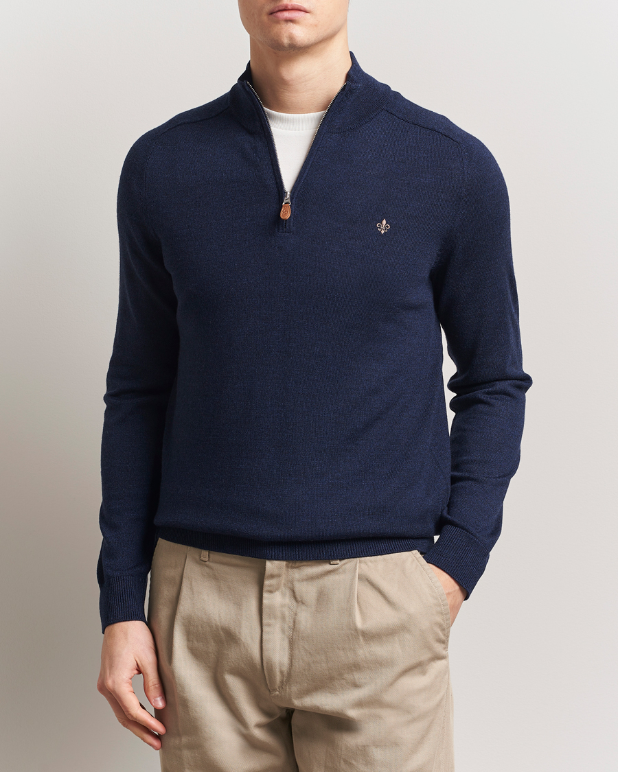 Herre | Gensere | Morris | John Merino Half Zip Dark Blue