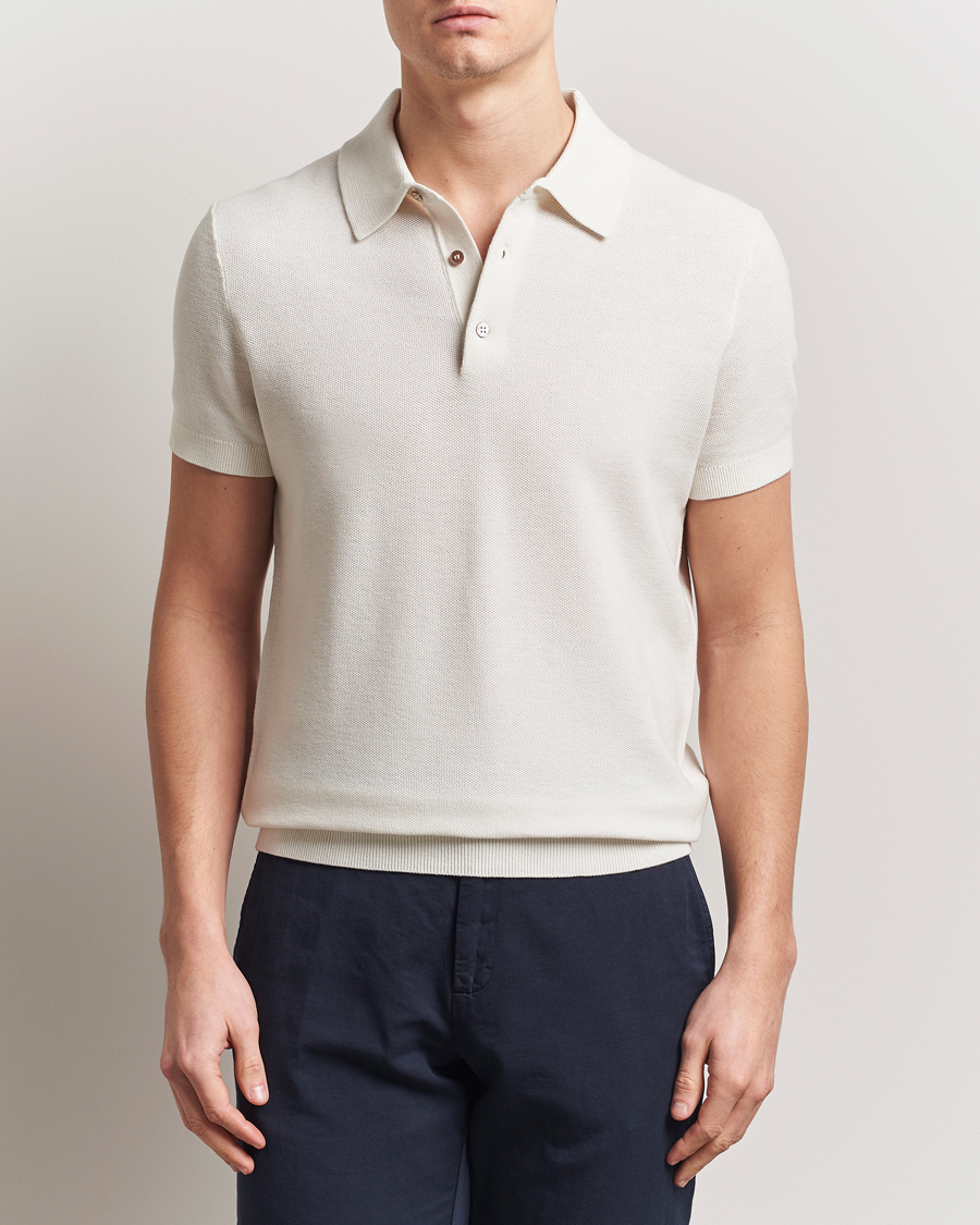 Herre | Pikéer | Morris | Walter Knitted Polo Off White