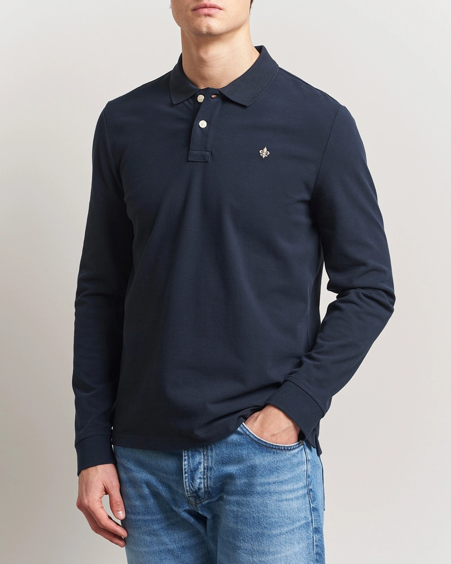 Herre | Pikéer | Morris | Camden Long Sleeve Pique Dark Blue