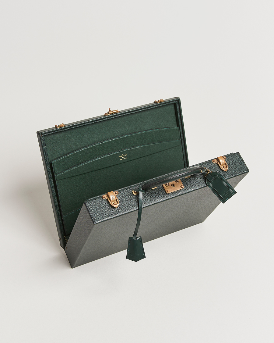 Herre | Pre-Owned & Vintage Bags | Louis Vuitton Pre-Owned | Diplomat Briefcase Taiga Green