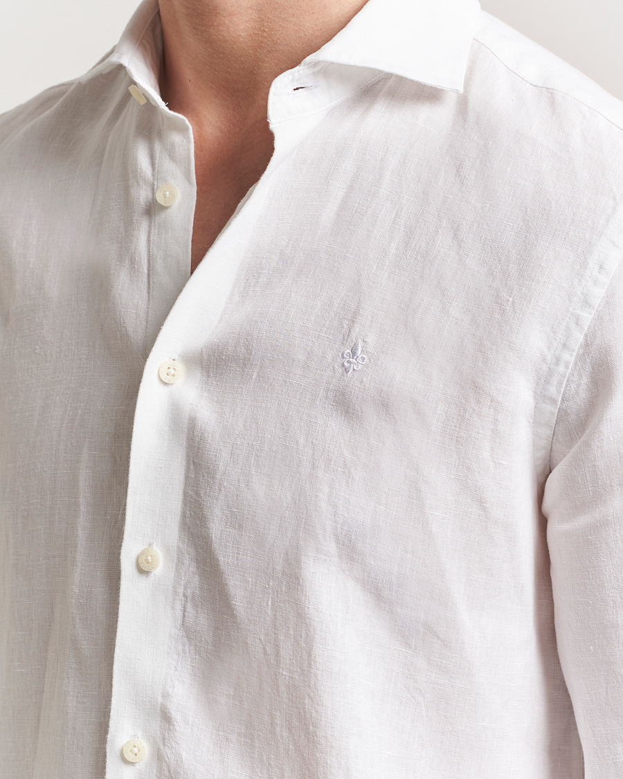 Herre | Skjorter | Morris | Slim Fit Linen Shirt White