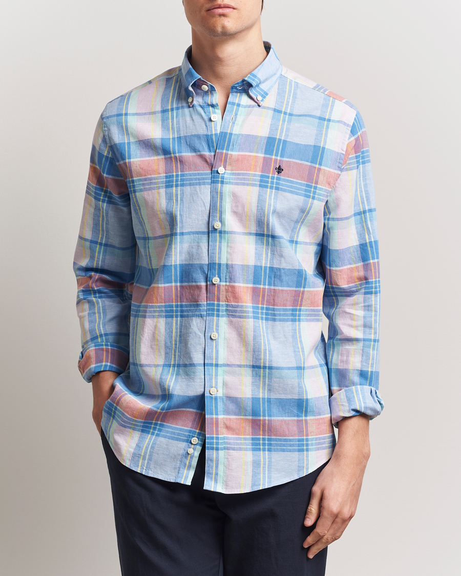 Herre | Skjorter | Morris | Happy Linen Checked Shirt Blue