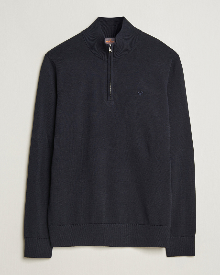 Herre | Gensere | Morris | Riley Cotton Half Zip Dark Blue