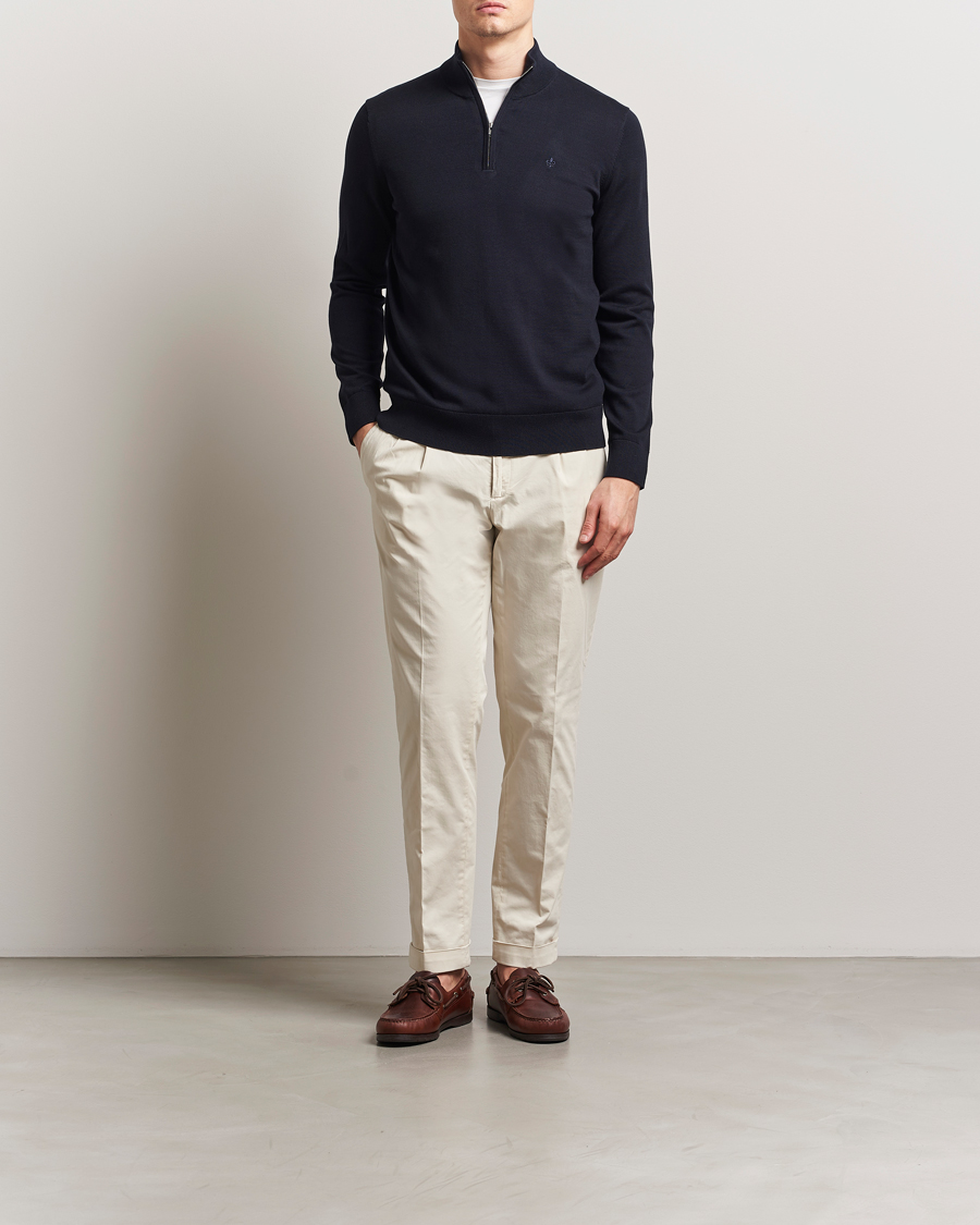 Herre | Gensere | Morris | Riley Cotton Half Zip Dark Blue